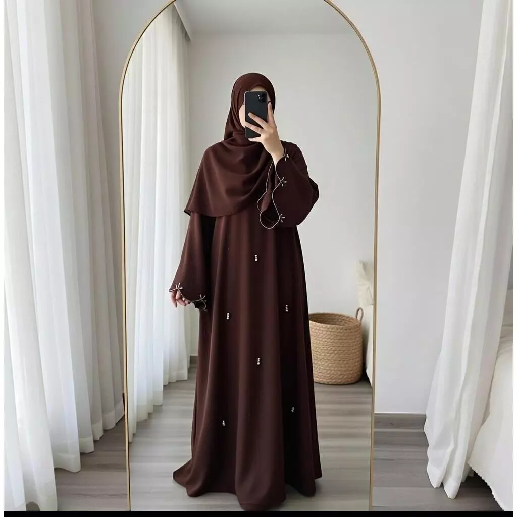 Gamis abaya cokelat muslimah